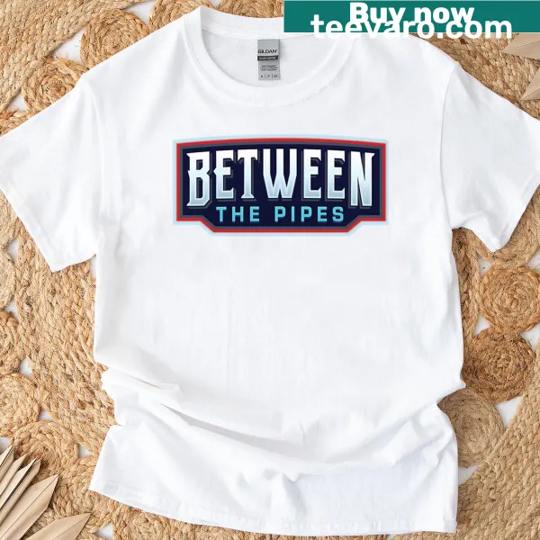 Goaltender-themed logo graphic on t-shirt