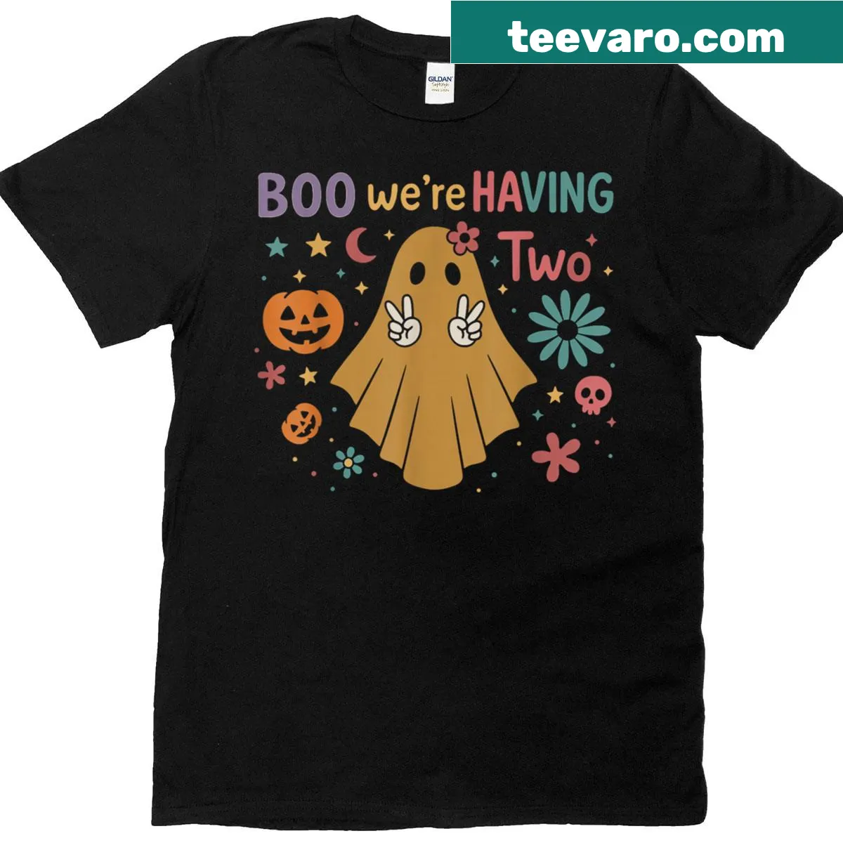 Humorous typography with two ghost graphic for Halloween — on a men's t-shirt