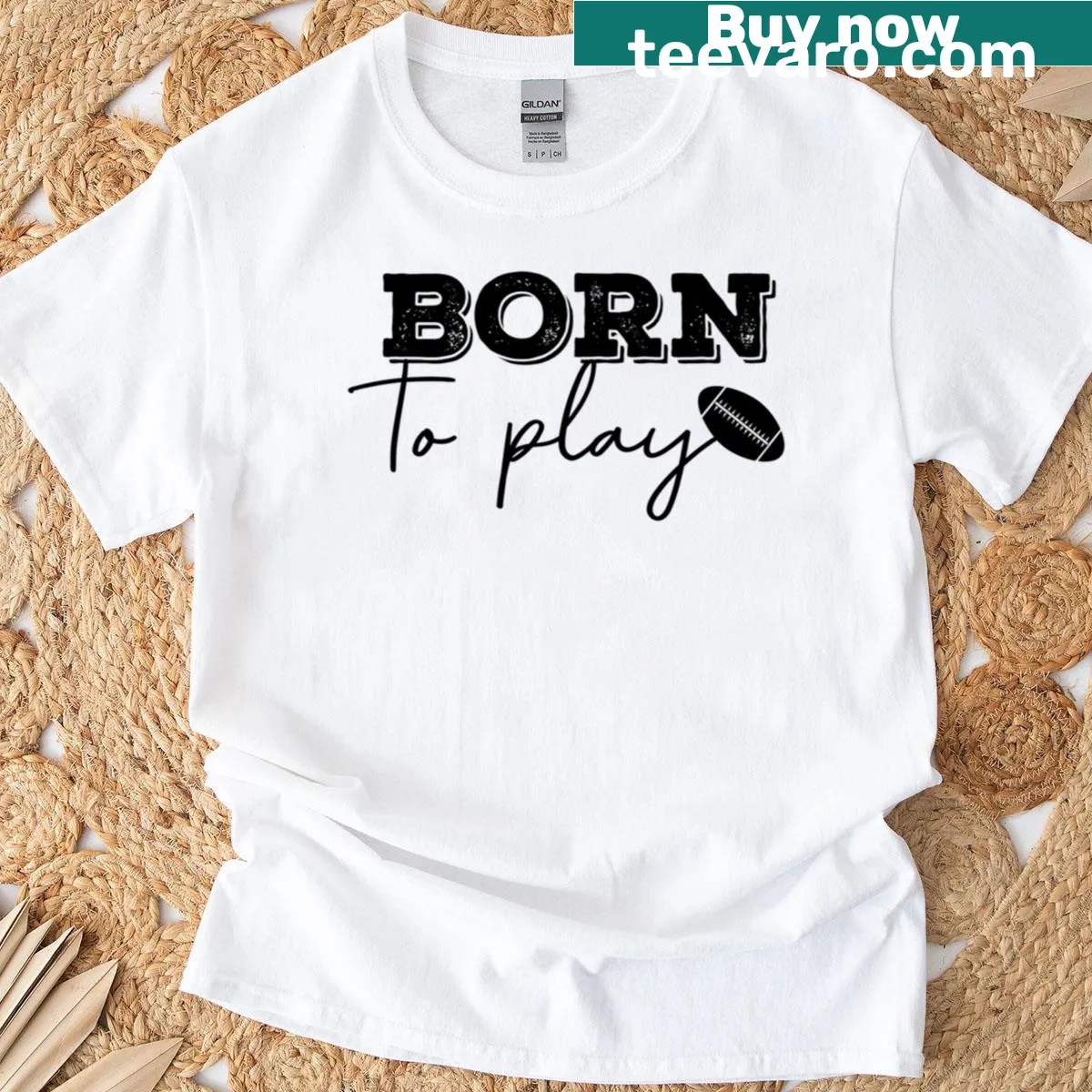 Playful typography T-shirt with 'Born To Play' graphic — on a men's t-shirt
