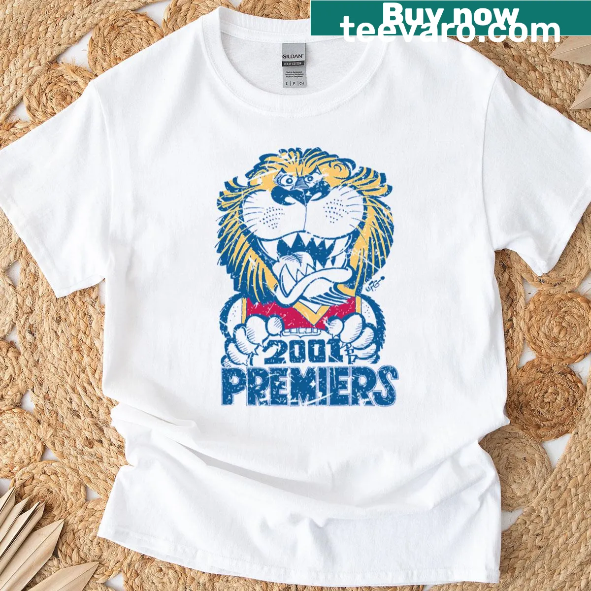 Brisbane Lions 01 Premiers commemorative t-shirt — on a men's t-shirt