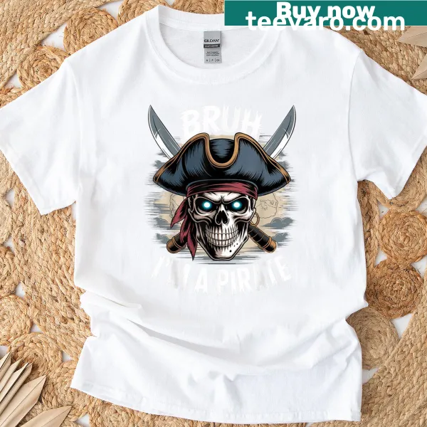 Funny pirate-themed t-shirt for kids with cartoon graphics