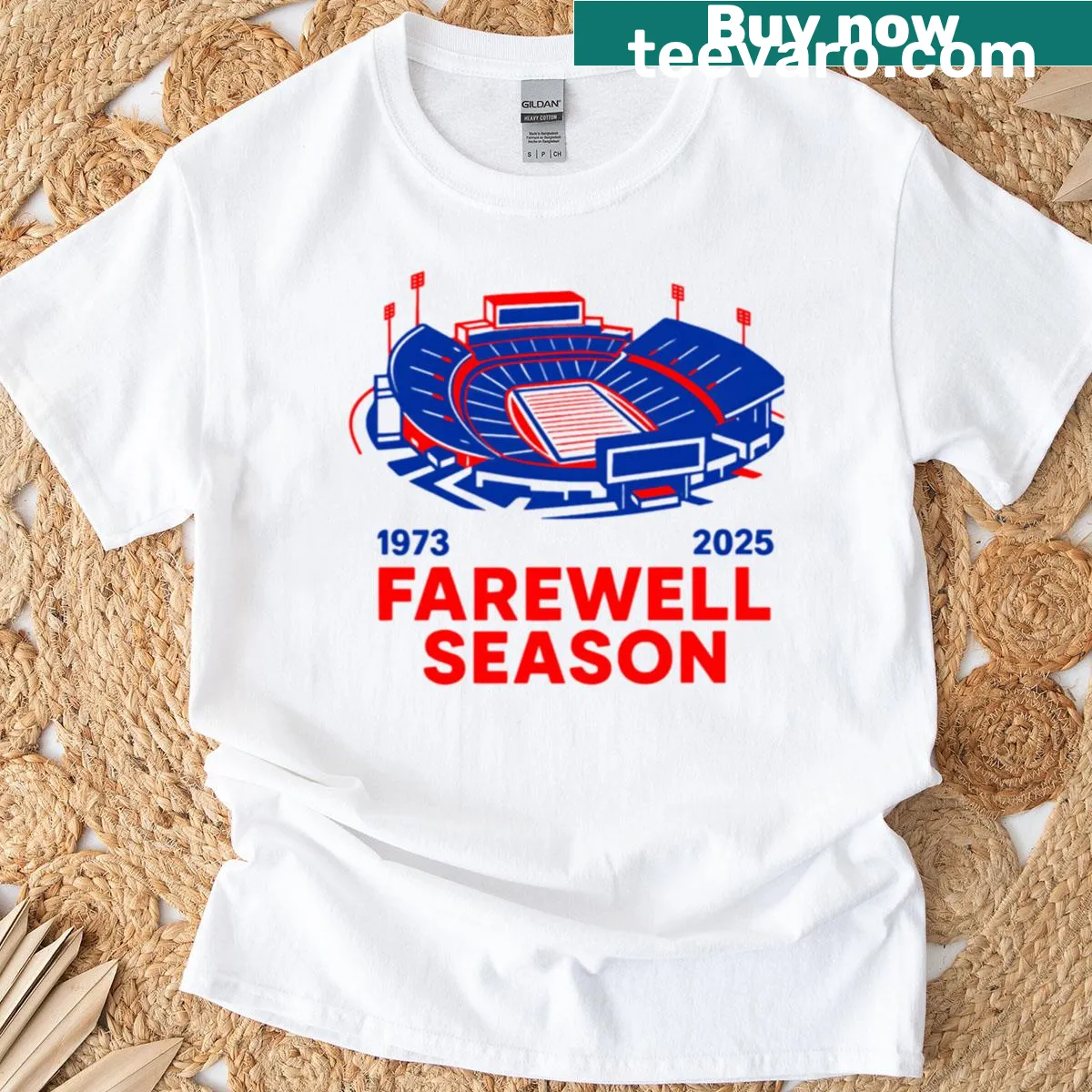 Vintage-style Buffalo Football farewell season t-shirt — on a men's t-shirt