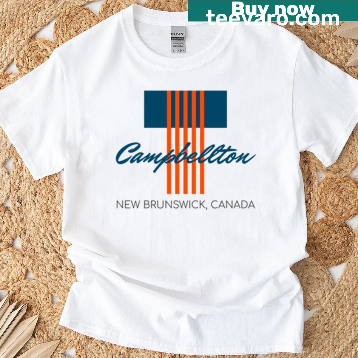 Illustrated design of Campbellton, New Brunswick on a T-shirt — on a men's t-shirt