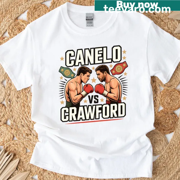 Boxing match design T-shirt featuring Canelo vs Crawford