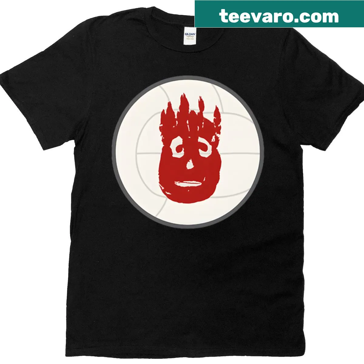 Minimalist Wilson volleyball design from Cast Away on a t-shirt — on a men's t-shirt