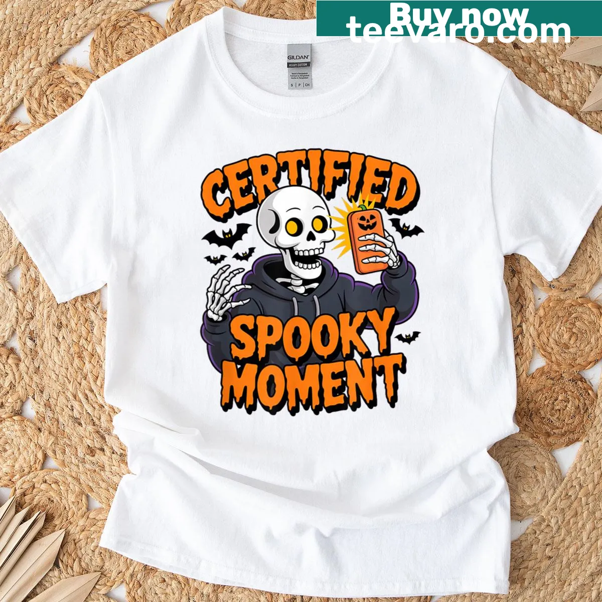 Kawaii Halloween t-shirt with humorous spooky design — on a men's t-shirt