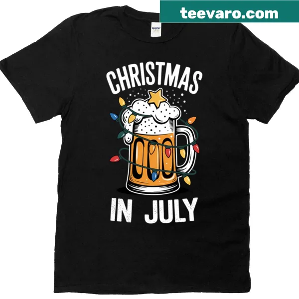 Funny Christmas July t-shirt with summer vacation theme