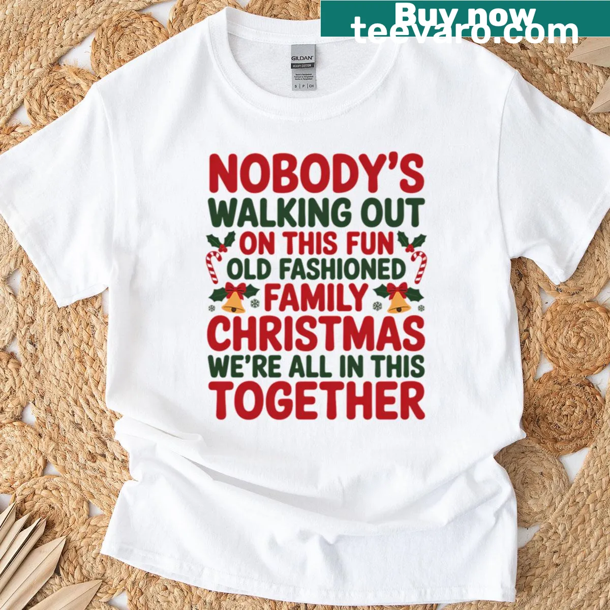 Funny Christmas family T-shirt with a humorous festive message — on a men's t-shirt