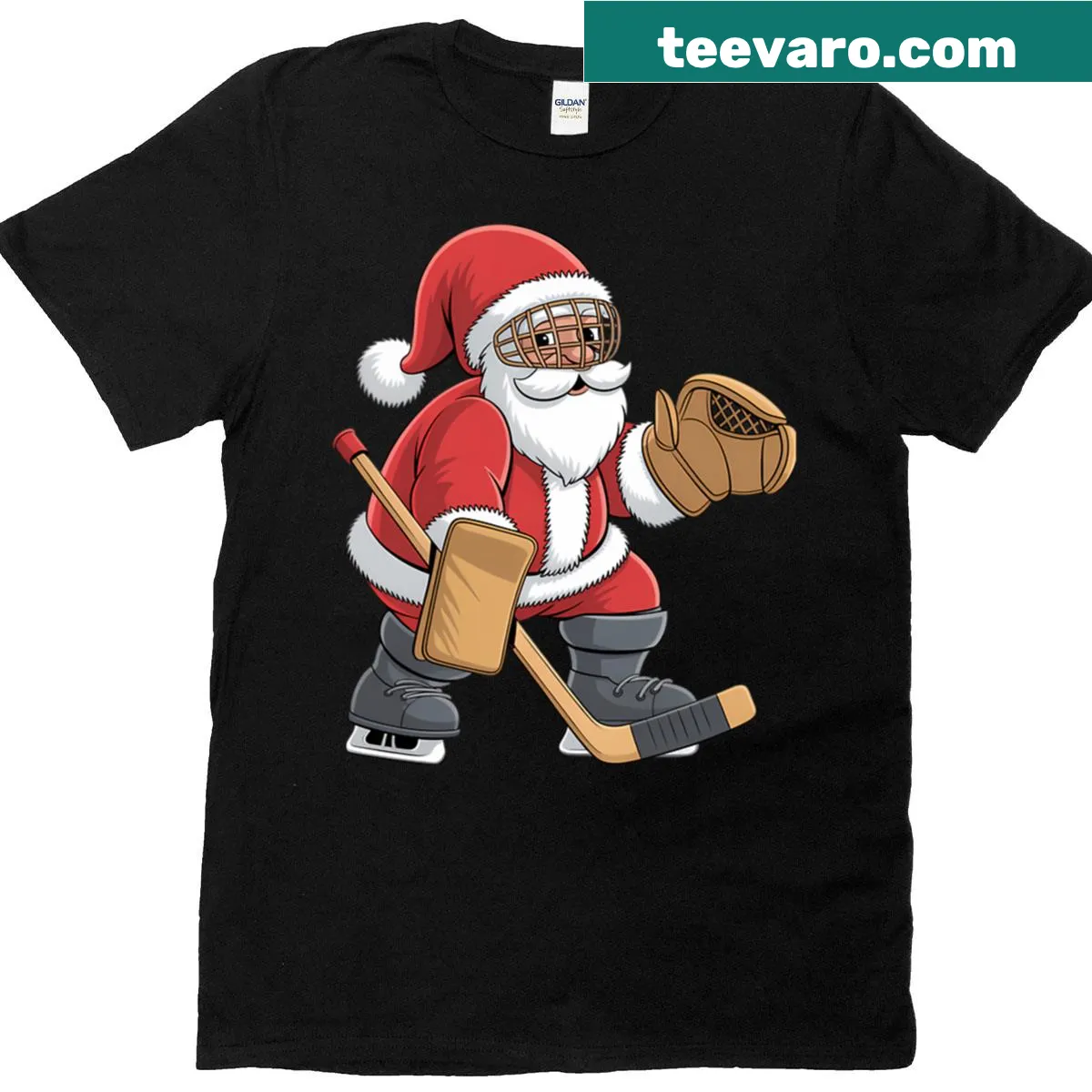 Santa baseball catcher t-shirt for kids during Christmas — on a men's t-shirt