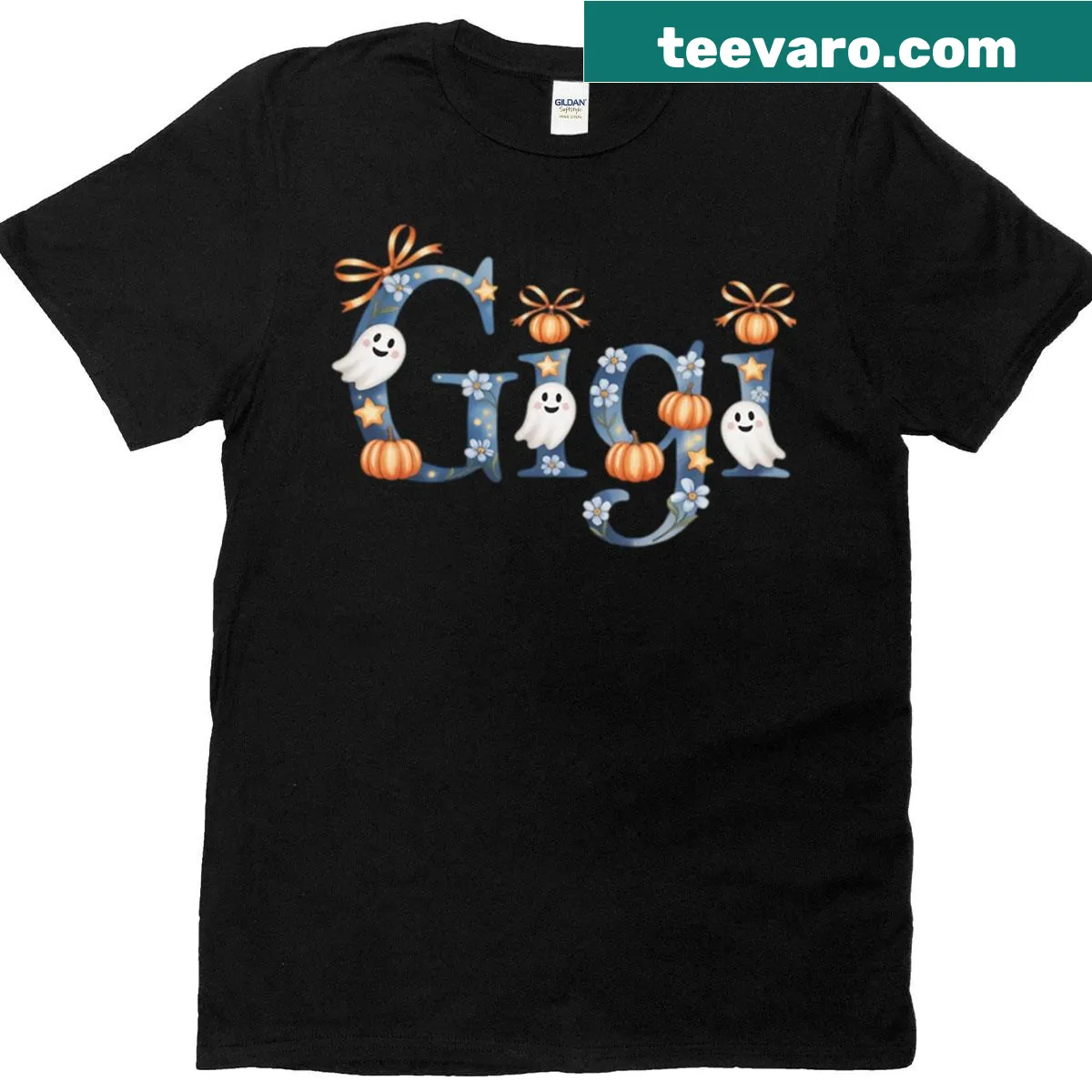 Cute Halloween t-shirt for kids with blue toile lace design — on a men's t-shirt