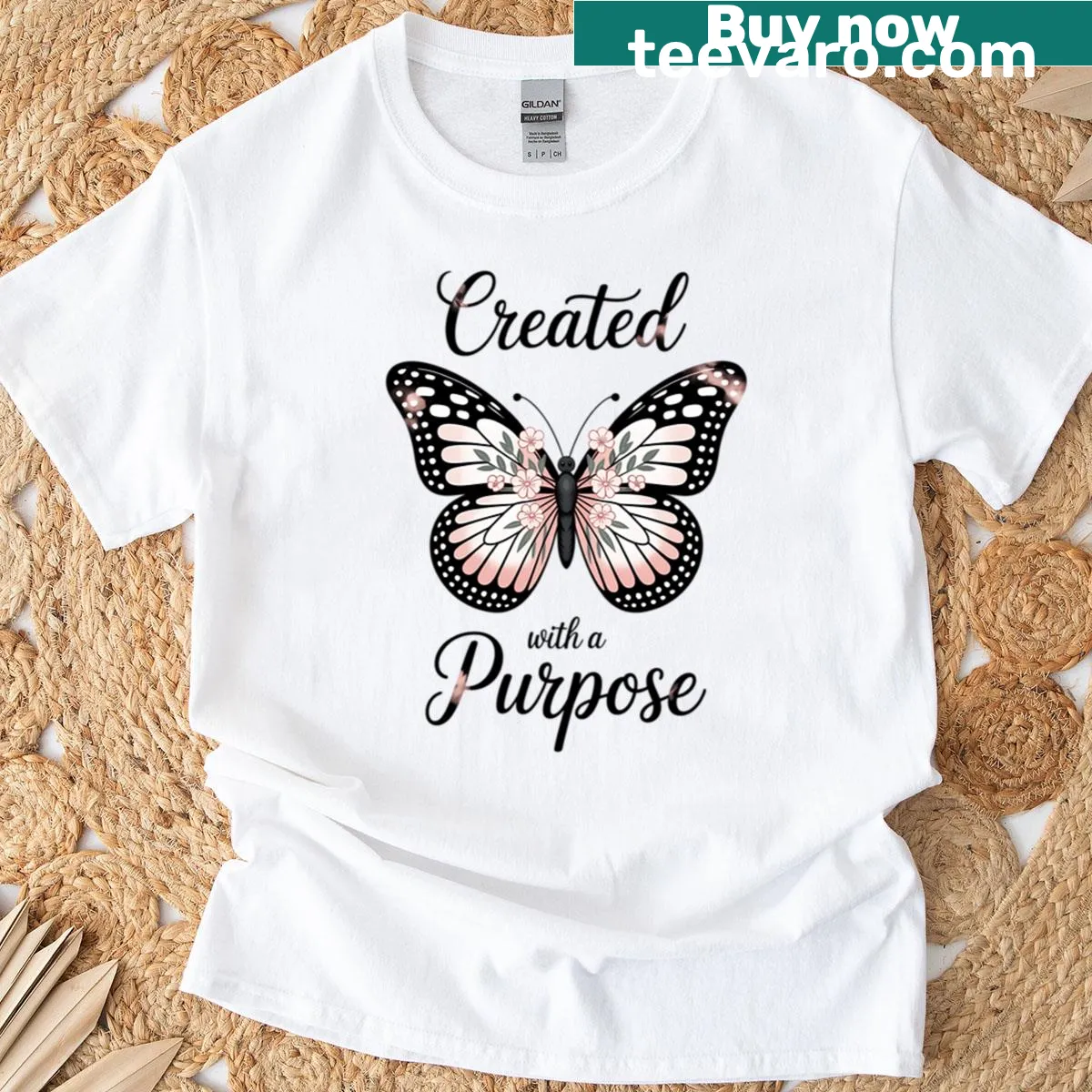 Illustration of a butterfly and flowers on a T-shirt — on a men's t-shirt