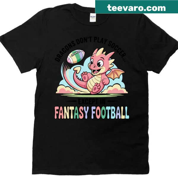 Cute pastel cartoon dragon playing football t-shirt