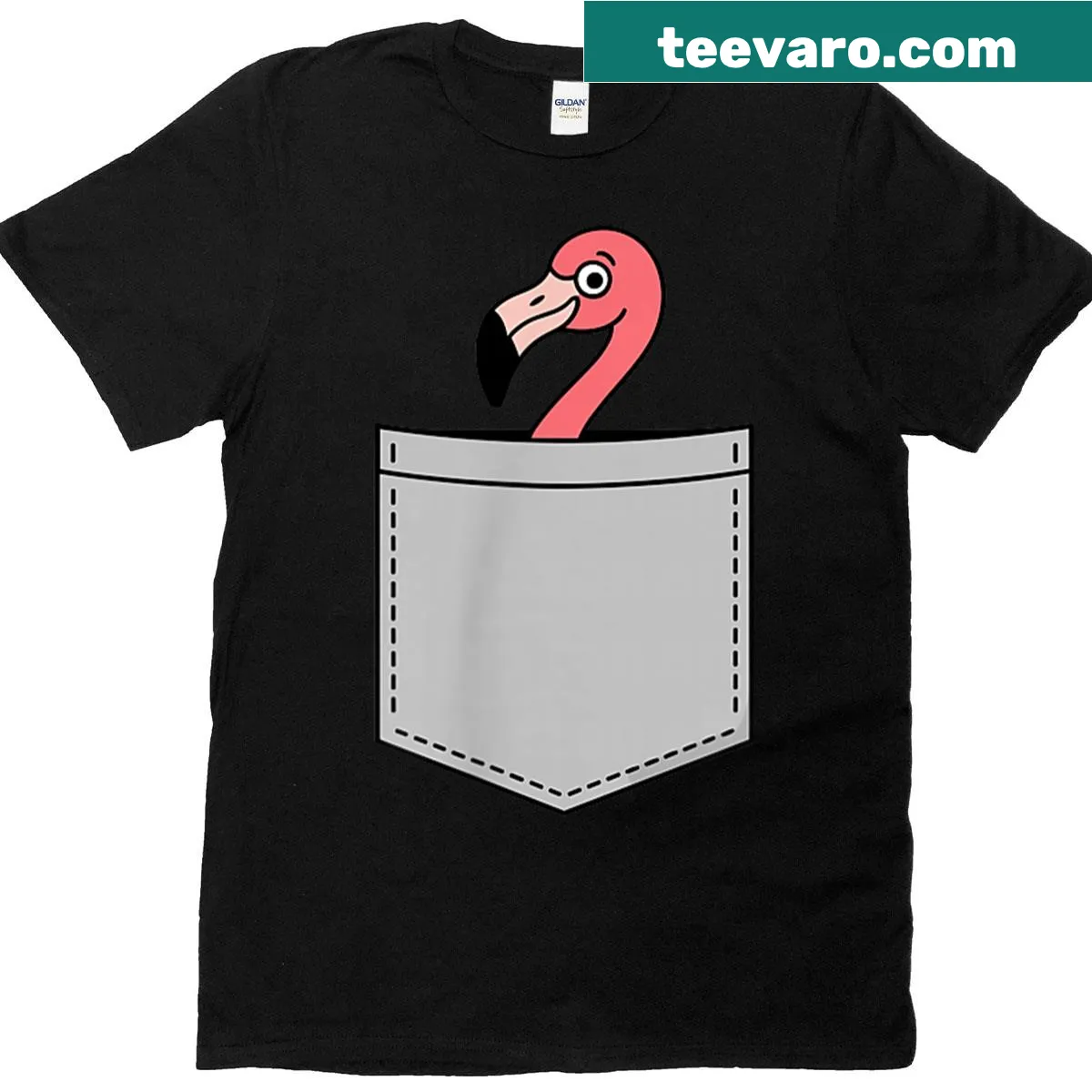 Cute flamingo graphic on T-shirt for bird lovers — on a men's t-shirt