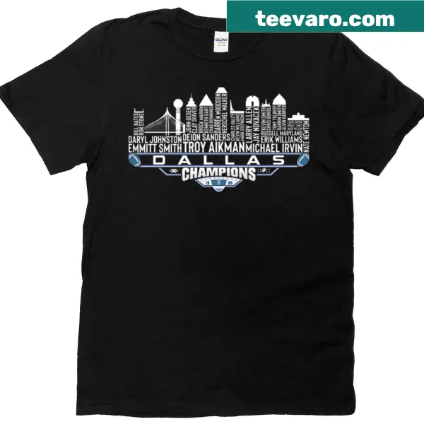 Dallas football skyline and champions emblem graphic t-shirt