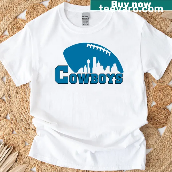 Dallas football-themed T-shirt with skyline illustration