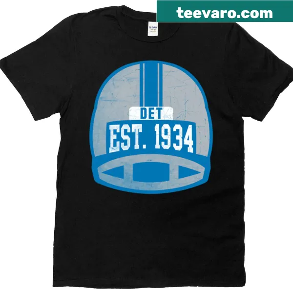 Vintage football helmet graphic on Detroit throwback t-shirt
