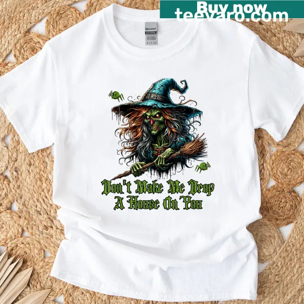Funny Halloween shirt with witch graphic and humorous text