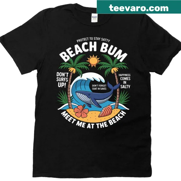 Beach-themed t-shirt with 'Don't Miss The Sunset' text.