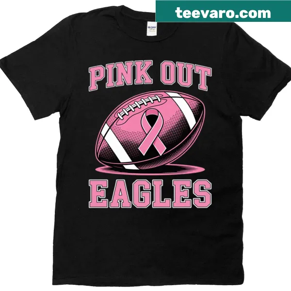 Breast cancer awareness-themed T-shirt with football graphic