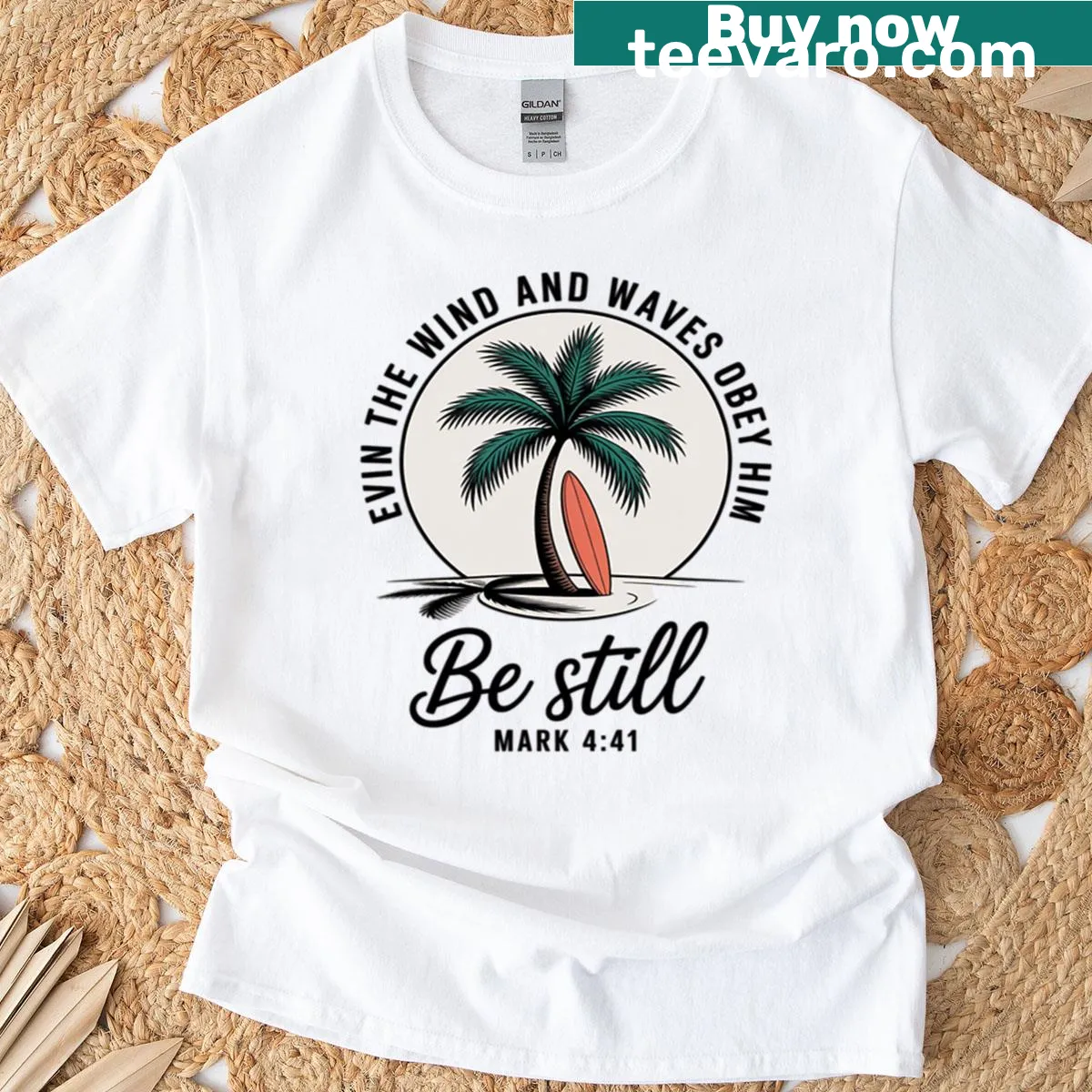 Illustration of wind and waves on a beach T-shirt — on a men's t-shirt