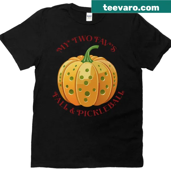 Playful pickleball t-shirt with autumn elements in the design