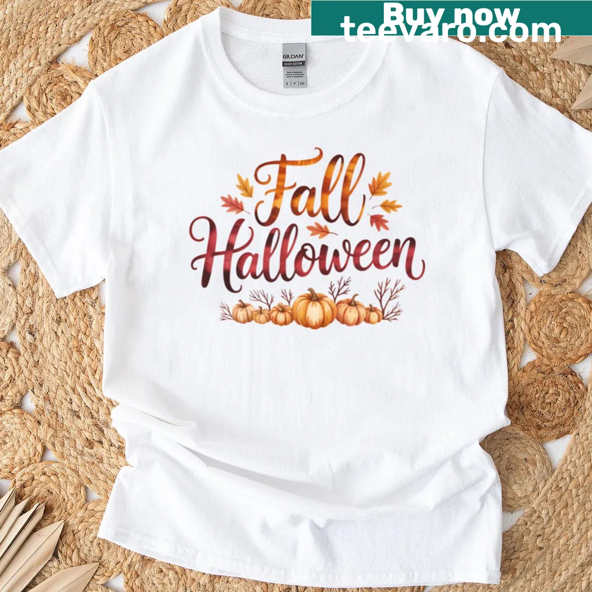 Cute pumpkin illustration on a Fall Halloween T-shirt — on a men's t-shirt