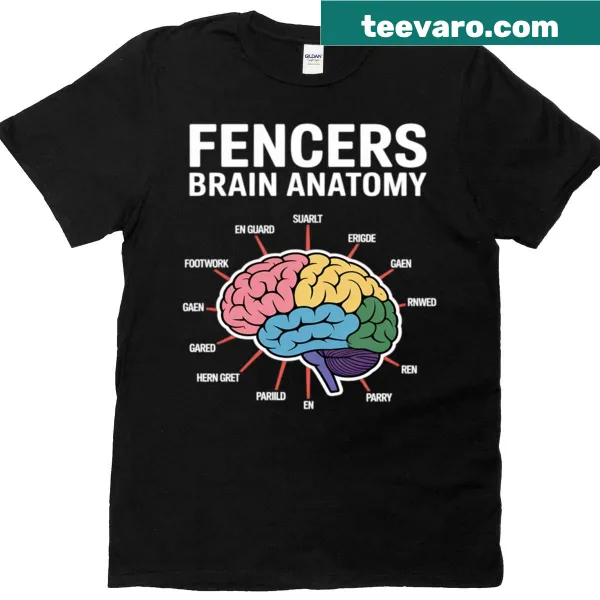 Funny T-shirt showing fencer brain anatomy graphic