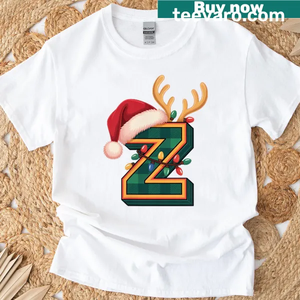 Festive Christmas T-shirt with letter Z design for holiday fans