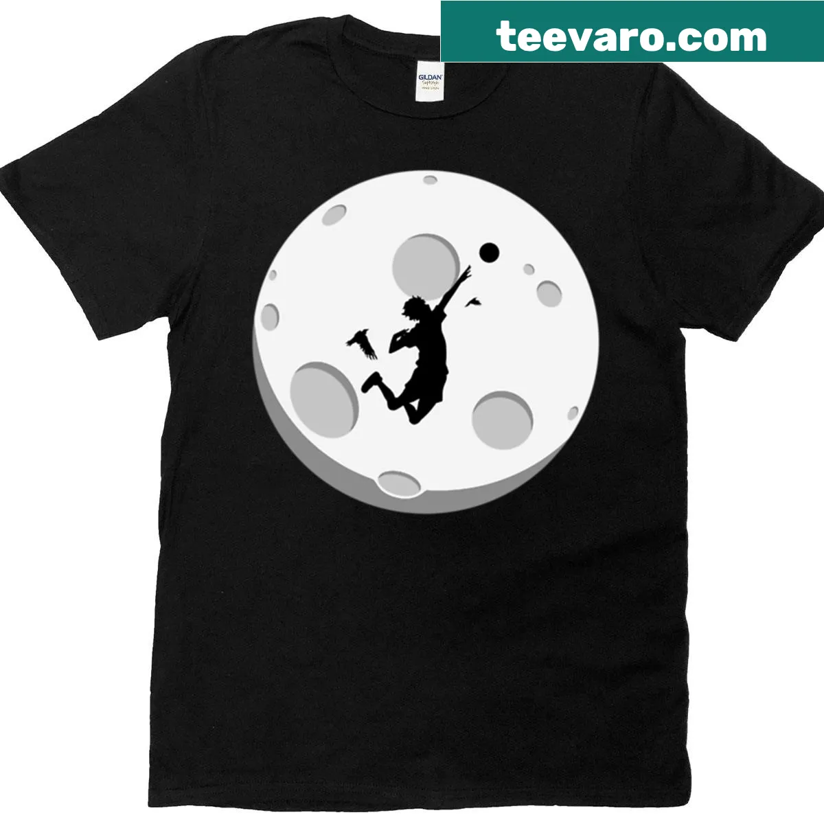 Dynamic T-shirt design inspired by Haikyuu with volleyball imagery — on a men's t-shirt