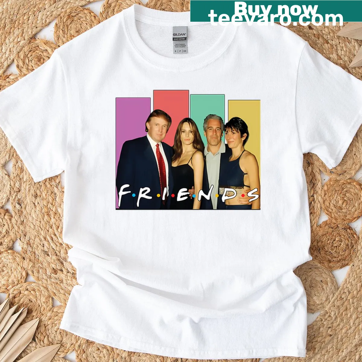 Humorous graphic featuring Donald Trump and Jeffrey Epstein — on a men's t-shirt