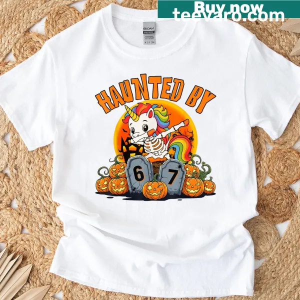 Dabbing unicorn graphic with Halloween theme and humorous text