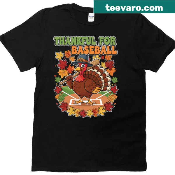 Cartoon turkey swinging a baseball bat for Thanksgiving