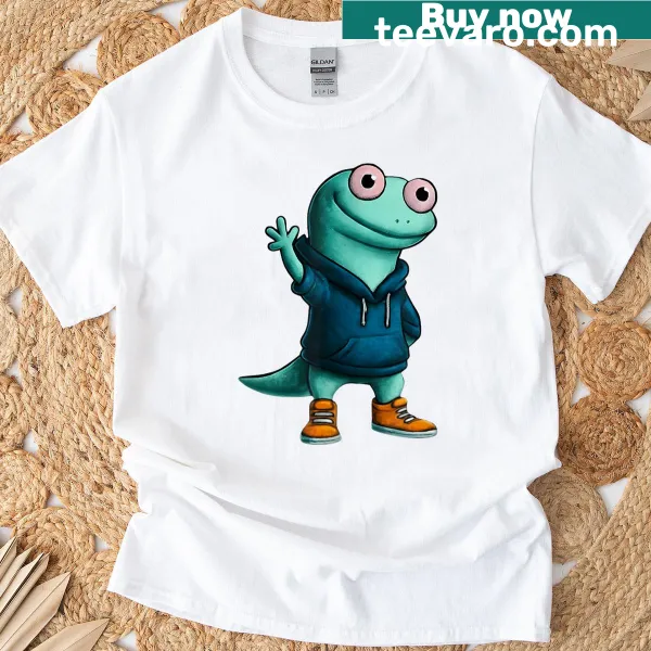 Cartoon lizard graphic inspired by weirdcore memes