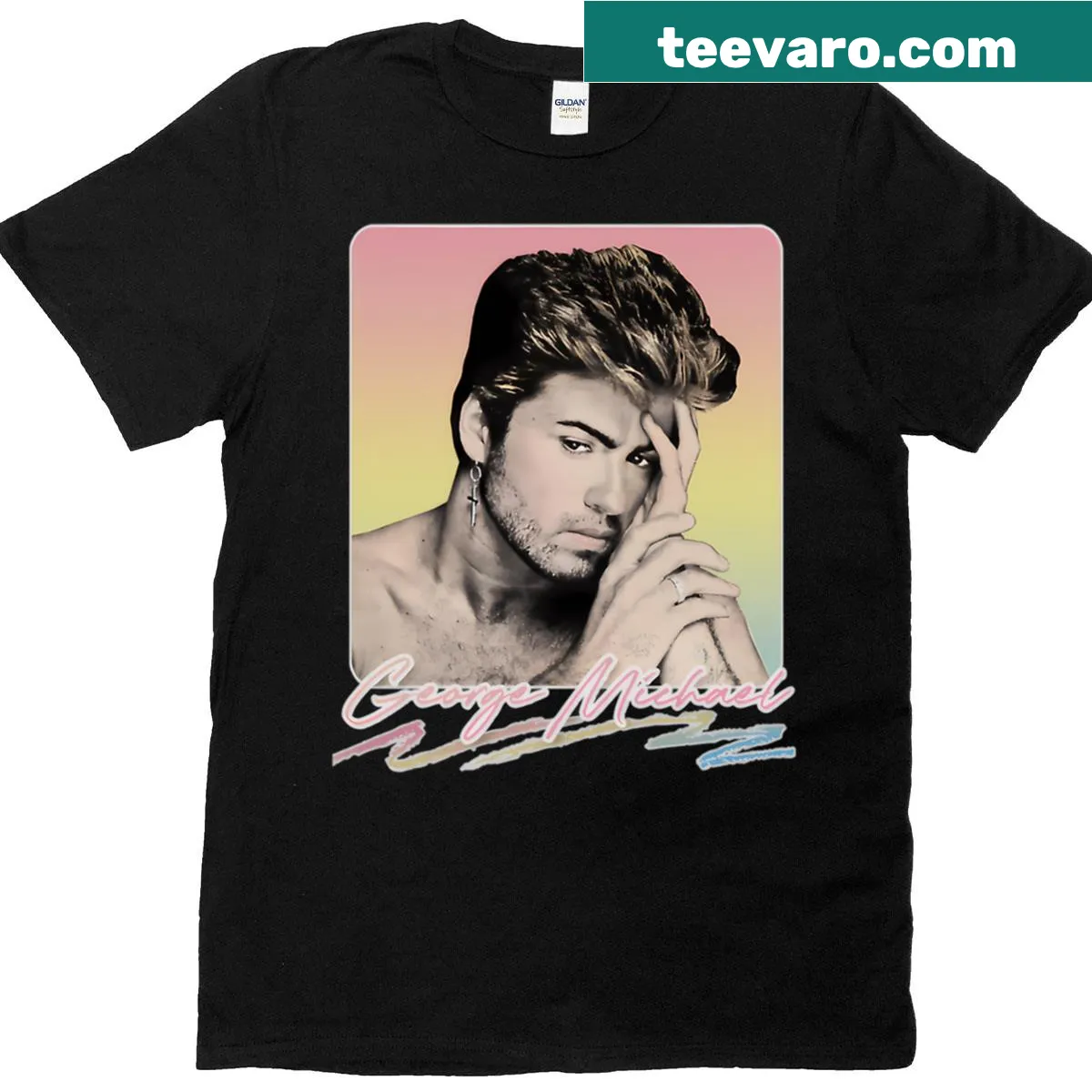 Artistic T-shirt inspired by George Harrison's music — on a men's t-shirt