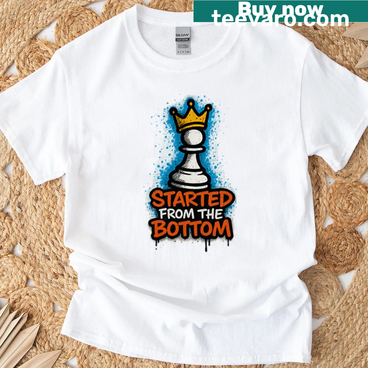 Urban-themed t-shirt with graffiti inspired typography — on a men's t-shirt
