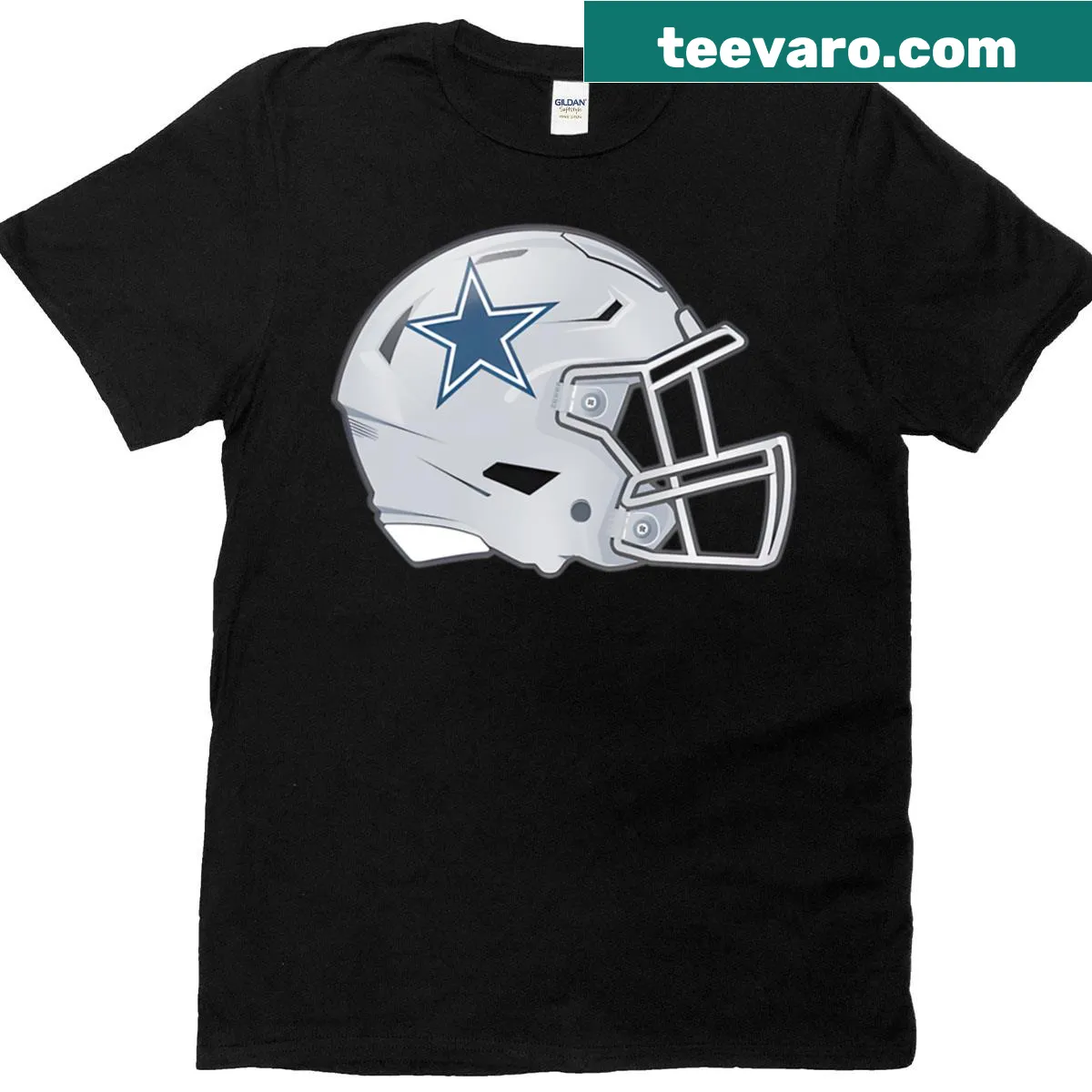 Texas football t-shirt with striking helmet emblem — on a men's t-shirt