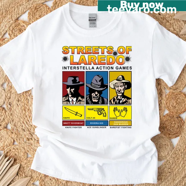 Graphic T-shirt featuring gunmen in a post-apocalyptic scene