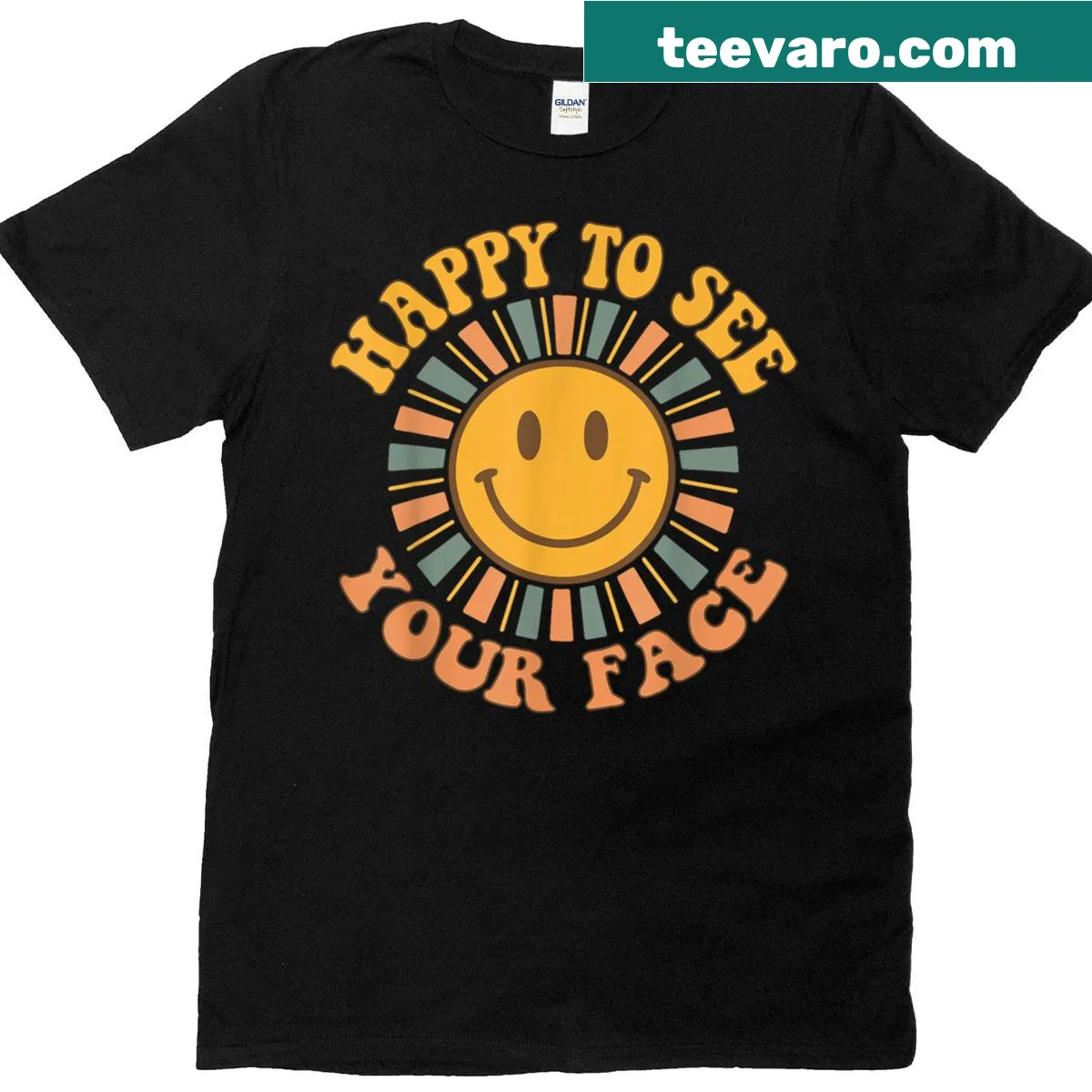 Retro-style T-shirt for teachers with a happy message — on a men's t-shirt