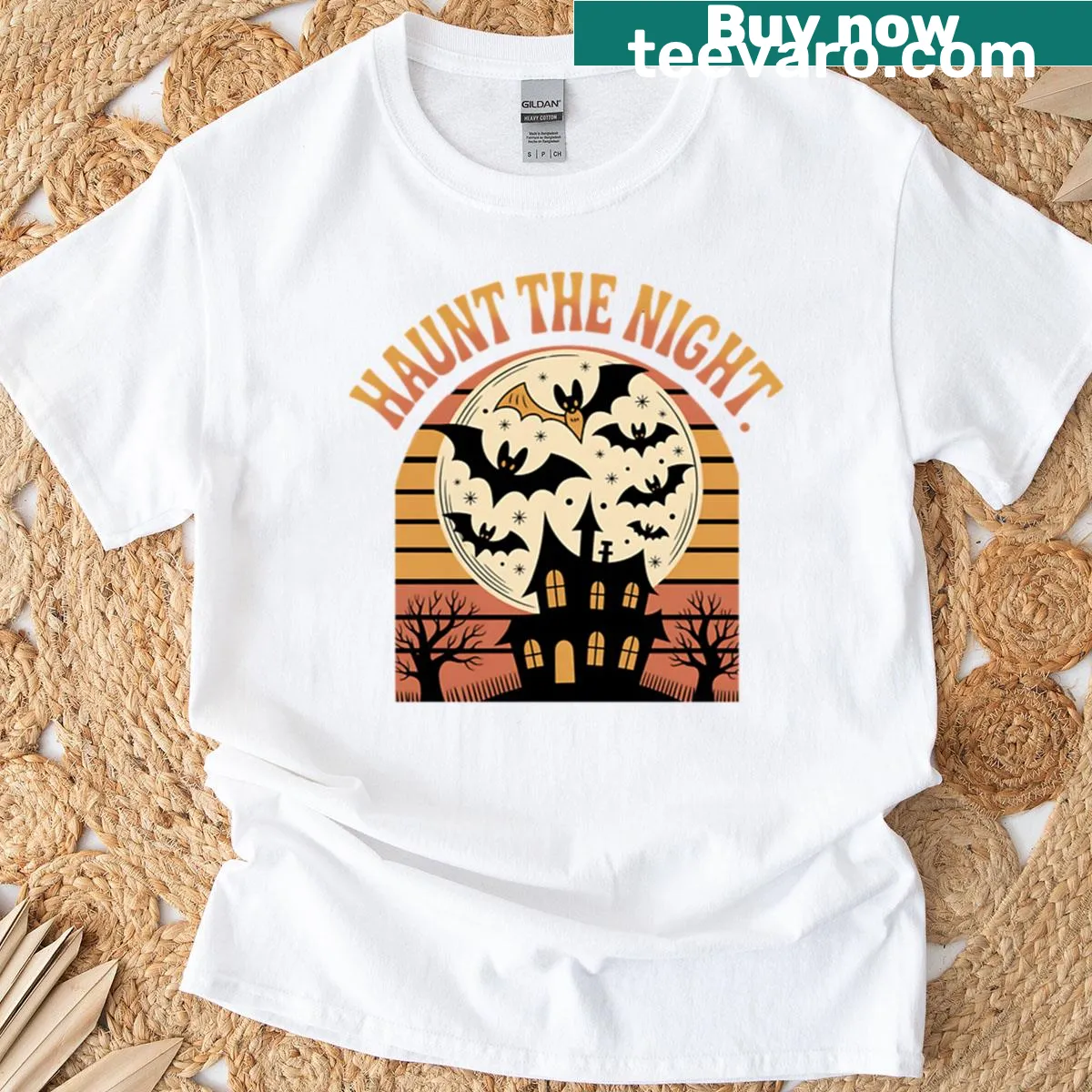 Haunted house Halloween T-shirt design for spooky vibes — on a men's t-shirt
