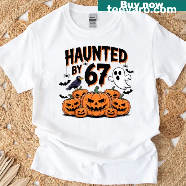 Funny Halloween T-shirt with ghost and pumpkin design