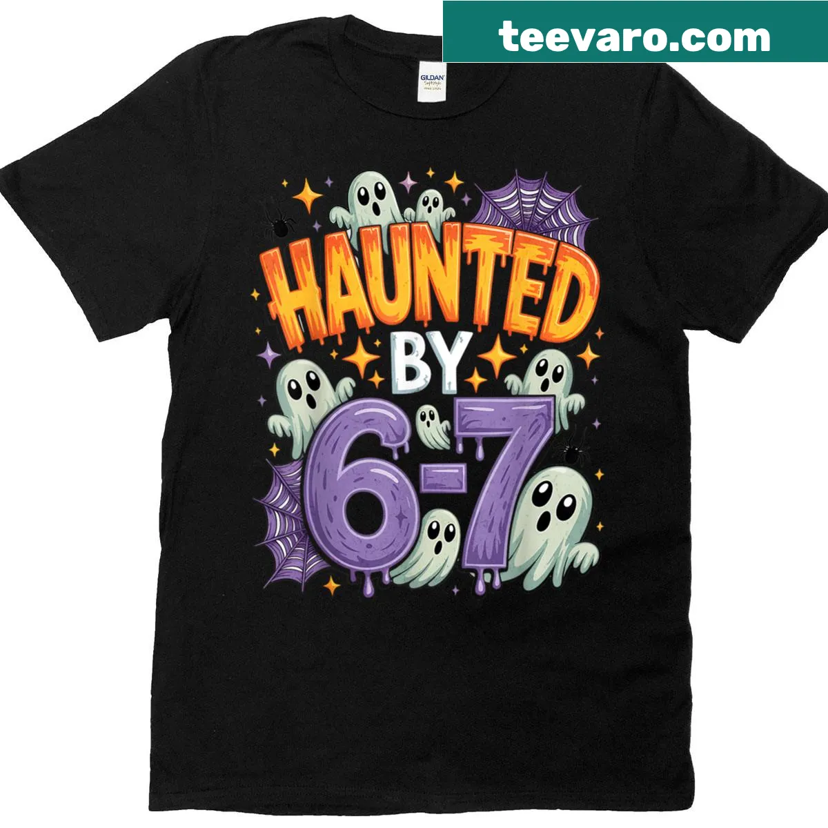 Graphic featuring funny ghosts and pumpkins for Halloween — on a men's t-shirt
