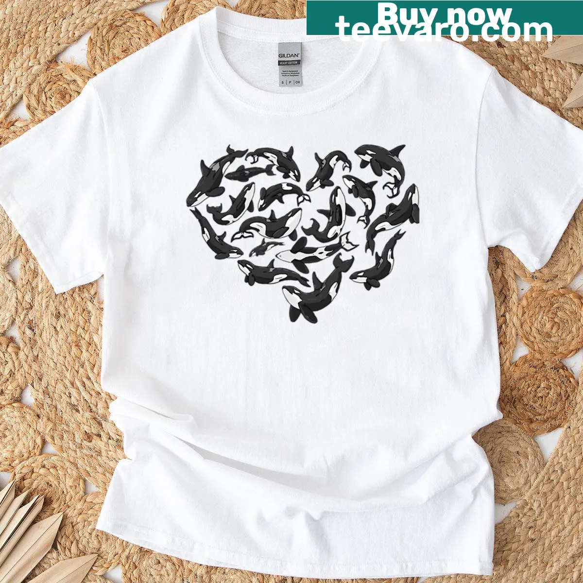 Whale heart graphic T-shirt illustrating love for marine life — on a men's t-shirt