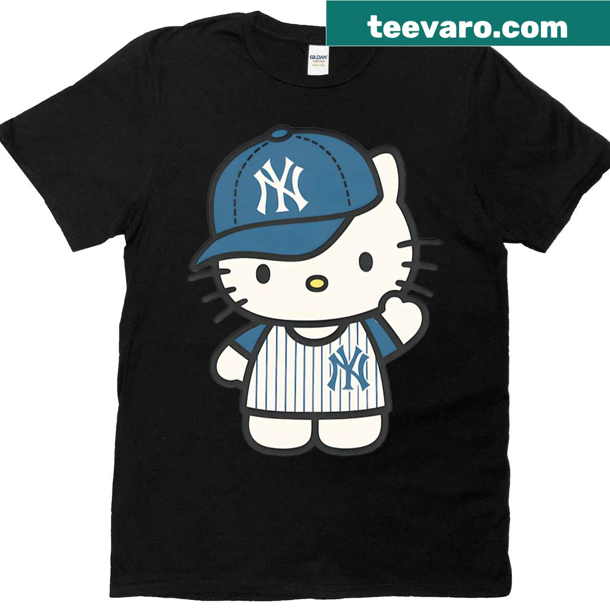 Cute t-shirt featuring a cat in a baseball cap for fans — on a men's t-shirt