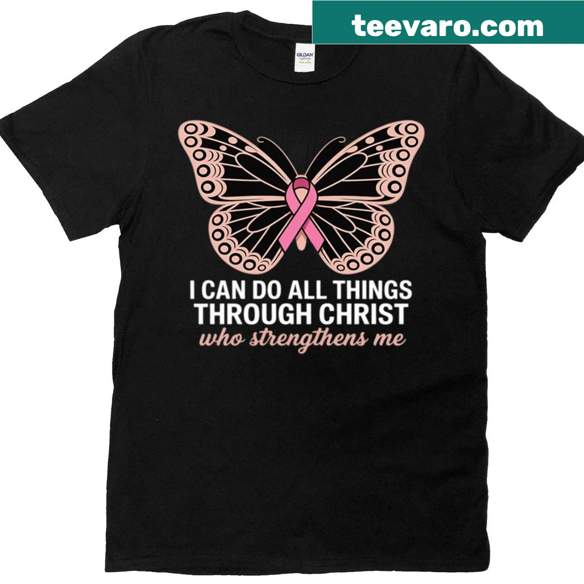 Inspirational breast cancer awareness graphic t-shirt — on a men's t-shirt