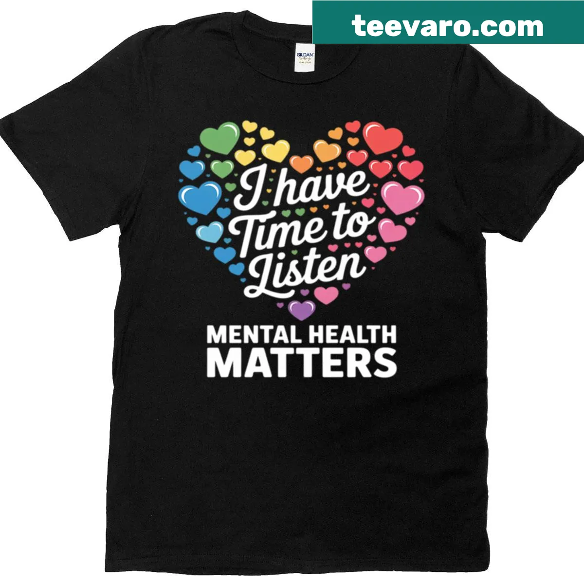 T-shirt with the message 'I Have Time To Listen' for mental health awareness — on a men's t-shirt