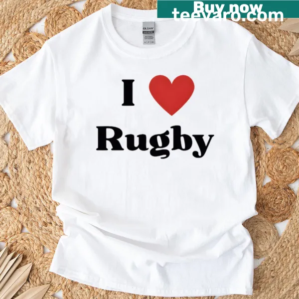 Bold sports fan t-shirt declaring love for rugby