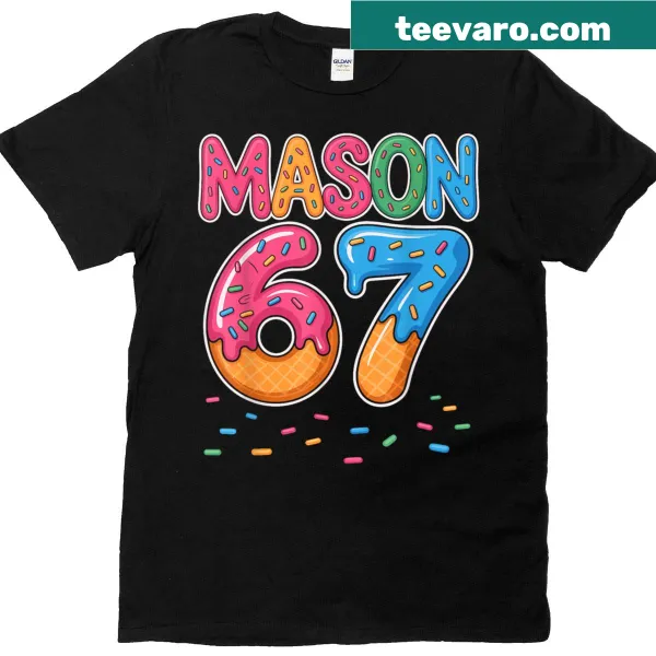 Illustrated T-shirt featuring ice cream drip and 'Mason Six Seven' text