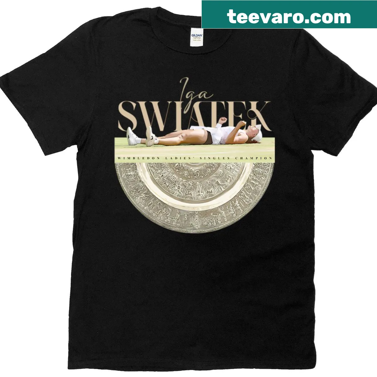 Iga Swiatek victory pose illustration on a T-shirt — on a men's t-shirt