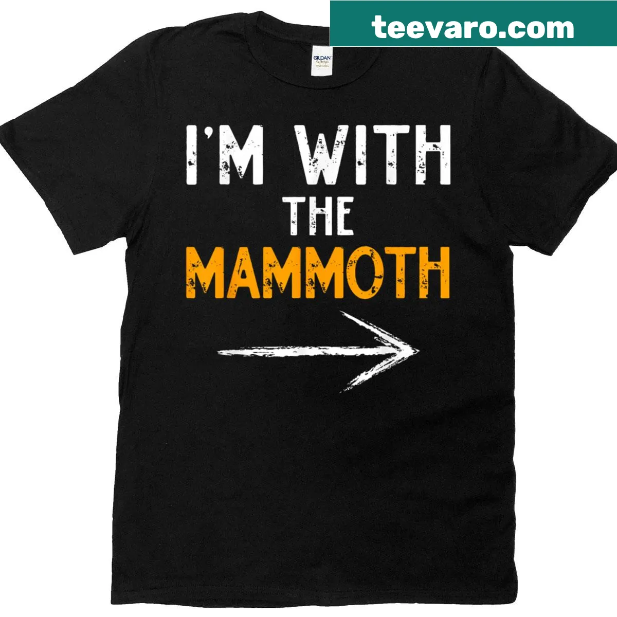 Funny T-shirt for couples featuring a mammoth design for Halloween — on a men's t-shirt