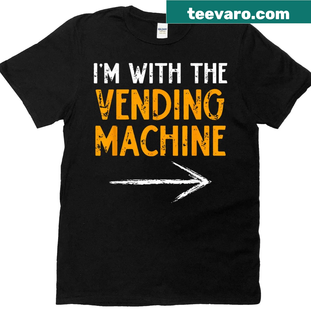 Funny Halloween couple T-shirt featuring a vending machine — on a men's t-shirt
